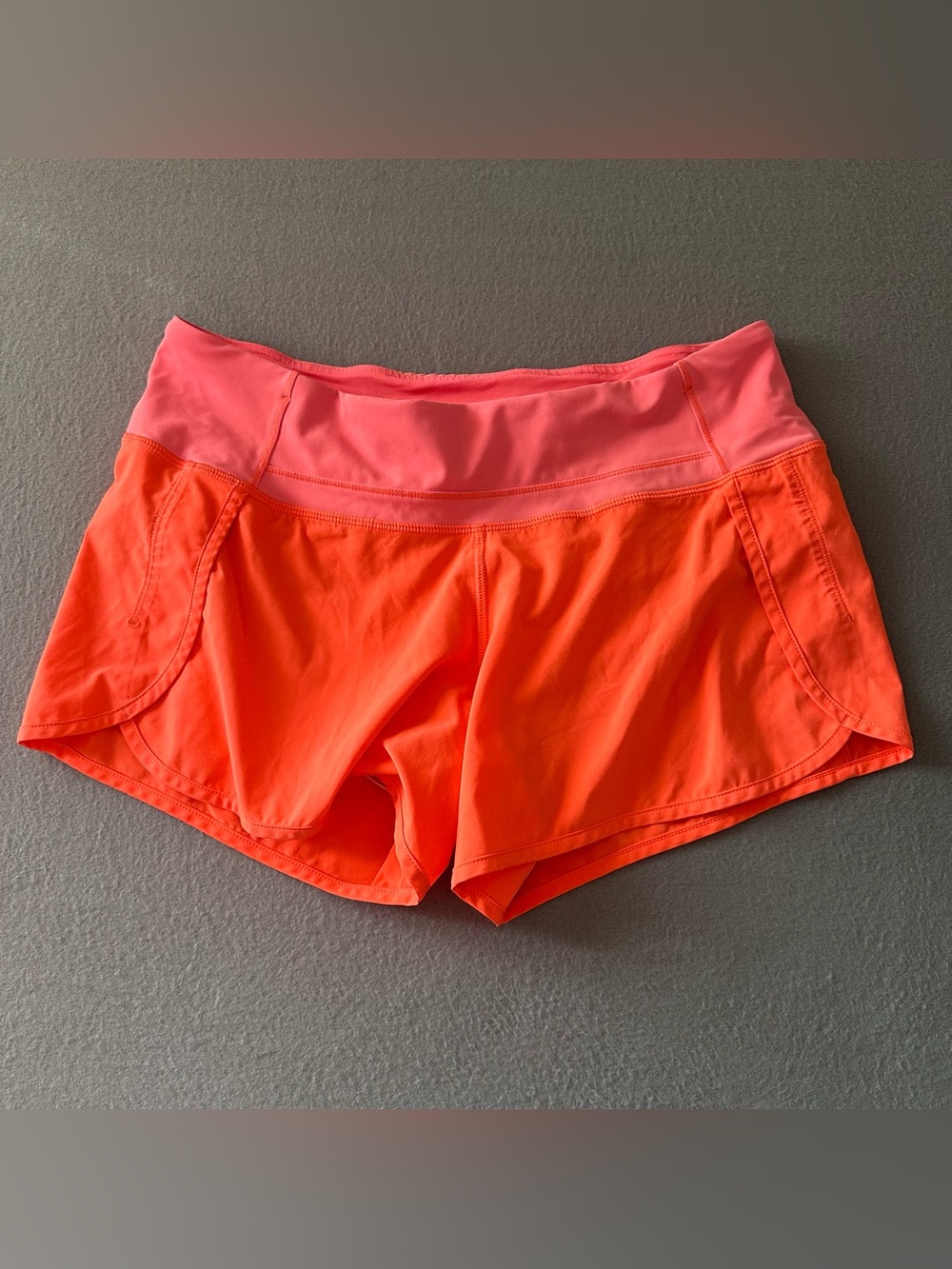 Lululemon Speed Up Shorts 8 Orange Pink Bright Neon Activewear Gym Workout
